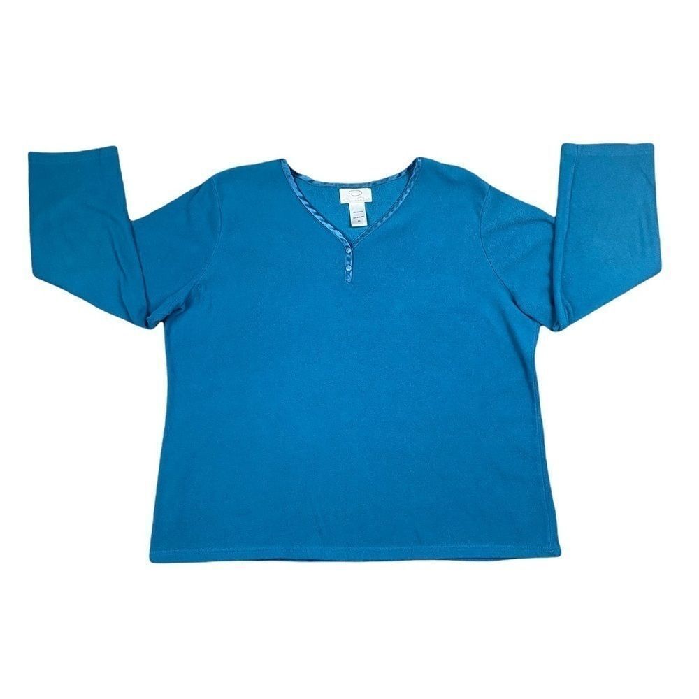 Oscar De La Renta Pajama Top Womens Extra Large XL Blue Pullover Shirt